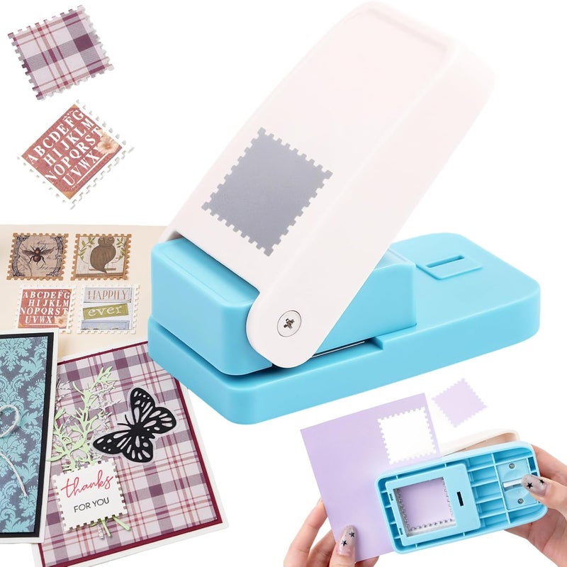 CYFUN DESIGN Square Stamp Punch, 1.5 inch Stamp Punch, Large Square Postage Stamps Puncher, Lever Paper Punches for Crafting, Stamps Hole Punches, SquarePaper Puncher Shapes for Crafting DIY Scrapbooking - Image 1